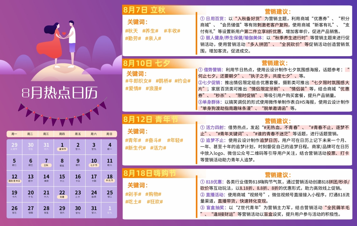 云互動系統(tǒng)發(fā)布8月份營銷熱點(diǎn)日歷